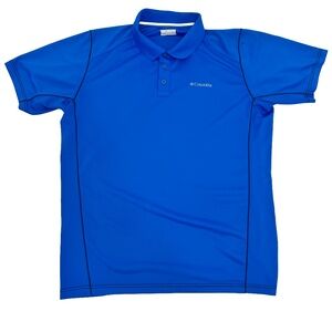 Columbia Mens Size XLT Polo Shirt Blue Omni-Shade Sun Protection Short Sleeve